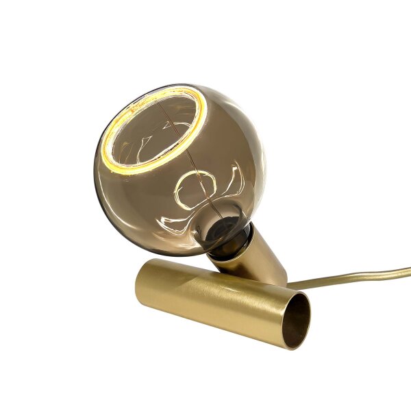 Tischleuchte klein H: 8 cm Echt-Messing E27 in Bronze hell