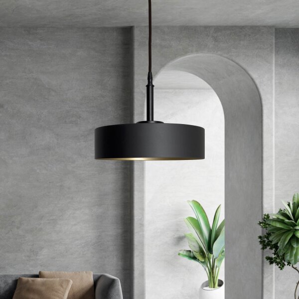 Pendelleuchte Schwarz Gold E27 Ø 30 cm Messing Eisen