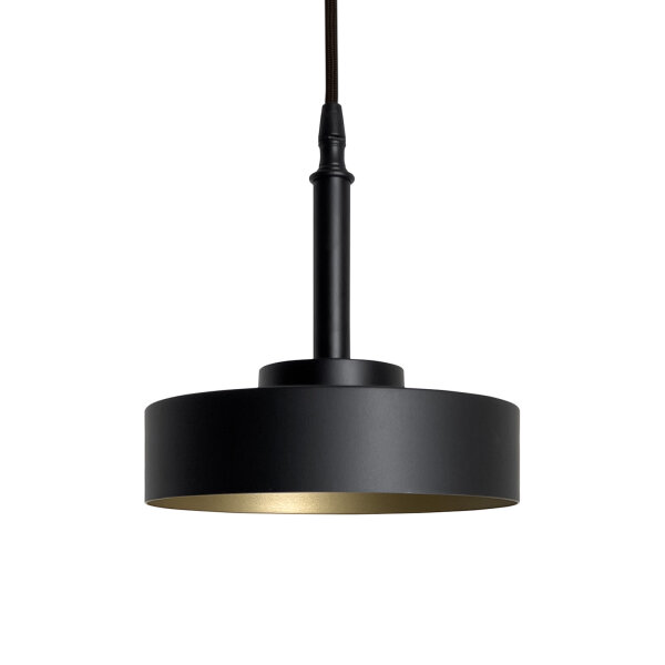 Hängeleuchte rund Schwarz matt Gold E27 D: 20 cm