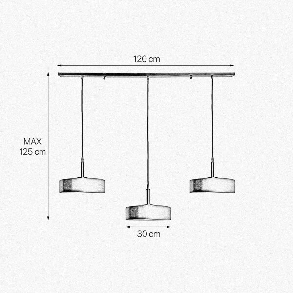 Pendelleuchte 3-flammig B: 120 cm Messing Eisen E27