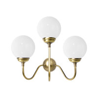 Wandlampe 3-flammig E14 Glas Echt-Messing B: 39 cm