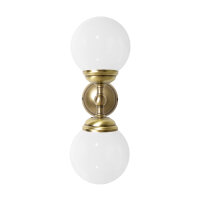 Badlampe Wand H: 36 cm 2-flammig E14 Glas Messing