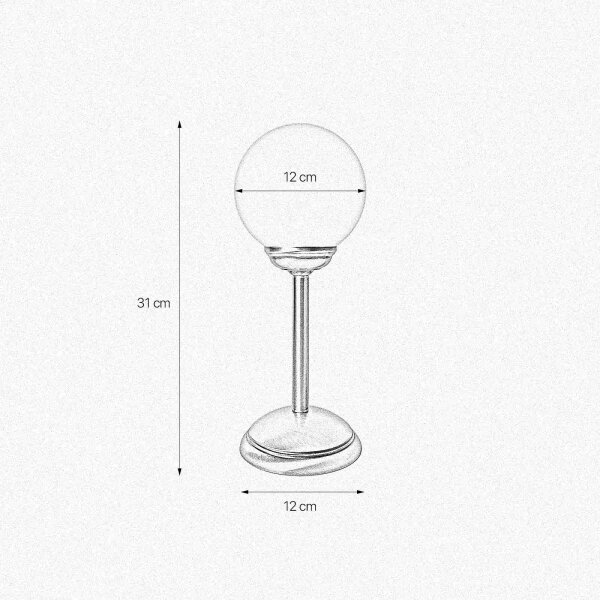 Tischleuchte Glas Messing H: 31 cm Kugelschirm E14 klein