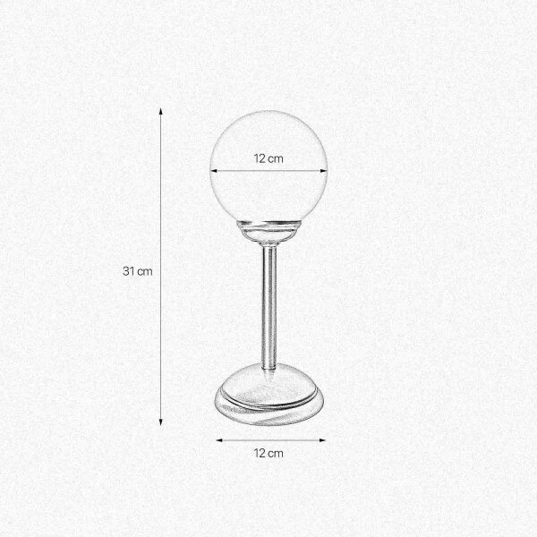 Tischlampe Messing Glas H: 31 cm Kugel Schirm E14
