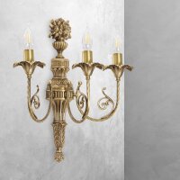 Wandleuchte Messing 3-flammig E14 in Bronze hell Floral