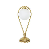 Tischlampe Messing Glas 38 cm in Bronze hell Weiß E14