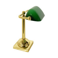 Bankerlampe klein 25 cm E14 schwenkbar Messing Glas