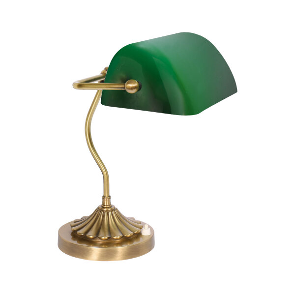Bankerleuchte Gün Bronze H: 30 cm aus Messing Glas E27