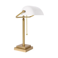 Bankerlampe Messing Glas 40 cm Zugschalter in Bronze...