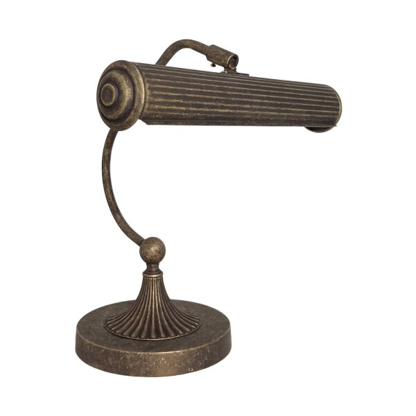 Klavierleuchte Messing H: 31,5 cm schwenkbar in Bronze antik