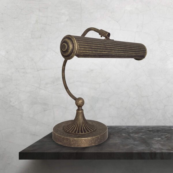 Klavierleuchte Messing H: 31,5 cm schwenkbar in Bronze antik