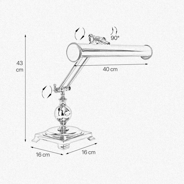 Bankerlampe Messing poliert E14 H: 43 cm Jugendstil