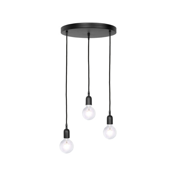 Pendelleuchte Ø 40 cm 3-flammig E27 Schwarz matt verstellbar