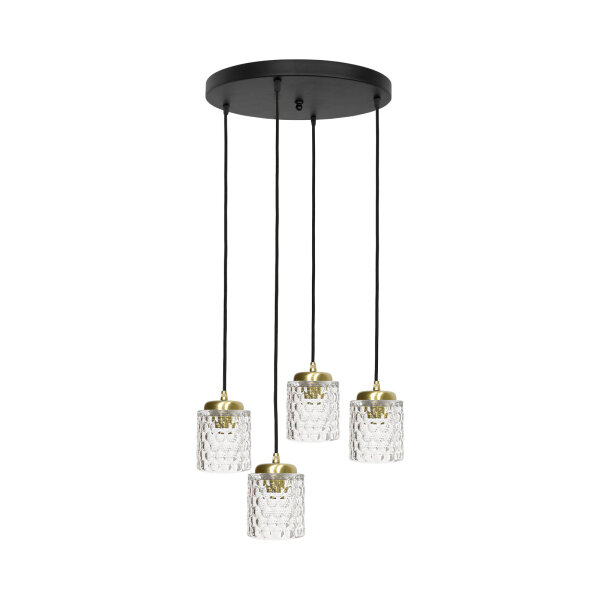 Hängelampe Messing Eisen Glas Ø 49 cm rund 4x E27 Esszimmer