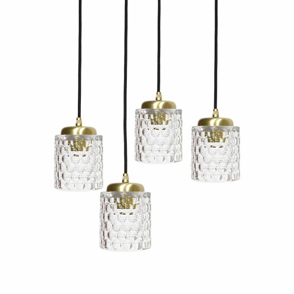 Hängelampe Messing Eisen Glas Ø 49 cm rund 4x E27 Esszimmer