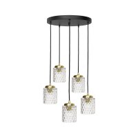 Pendelleuchte Ø 45 cm Messing Eisen Glas E27...
