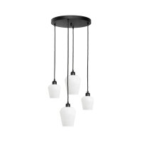 H&auml;ngelampe rund D: 49,5 cm Glas Messing Eisen Schwarz Wei&szlig;