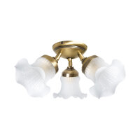 Deckenstrahler Floral 3-flammig Messing Glas Ø 37 cm