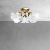 Deckenstrahler Floral 3-flammig Messing Glas Ø 37 cm