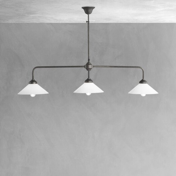 Deckenleuchte 3-flammig B: 114,5 cm Glas Messing E27