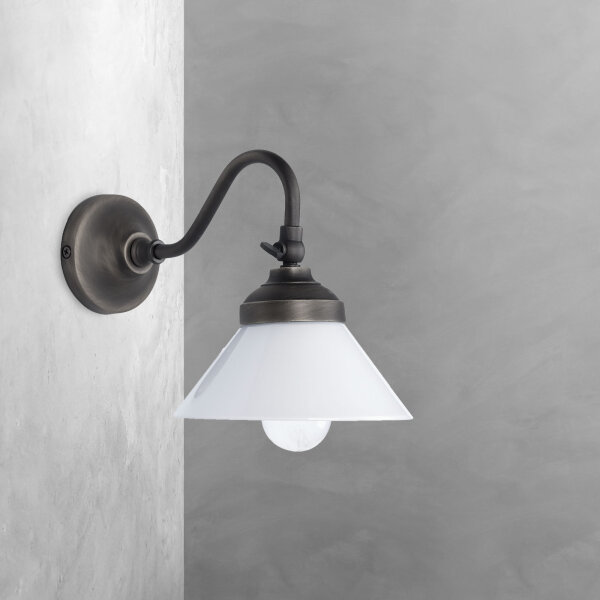 Wandleuchte Messing Glas H: 18,5 cm klein schwenkbar E14