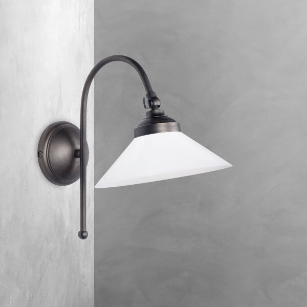 Wandlampe in Bronze matt Weiß E14 Glas Messing schwenkbar