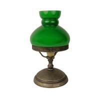 Tischlampe Grün Bronze Antik H: 23,5 cm klein Glas...