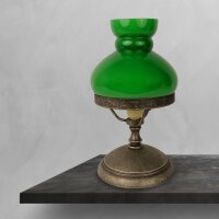 Tischlampe Grün Bronze Antik H: 23,5 cm klein Glas...