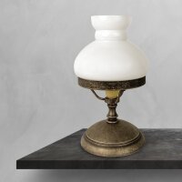 Tischlampe Glas Messing 23,5 cm in Bronze Antik...