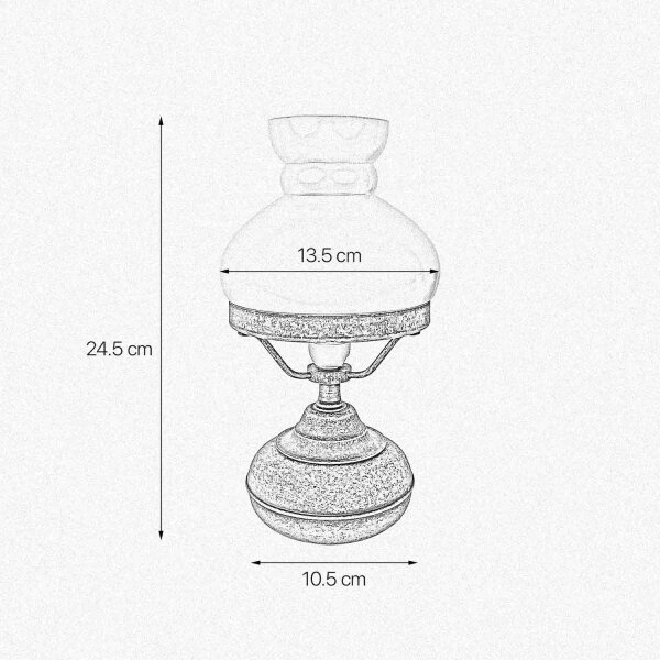 Tischlampe Jugendstil Messing Glas in Bronze Antik Weiß 24,5cm
