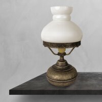 Tischlampe Jugendstil Messing Glas in Bronze Antik...