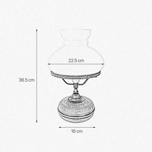 Tischleuchte Messing Glas 36,5 cm in Bronze Antik Weiß E14