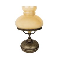 Tischleuchte Glas Messing H: 36,5 cm E27 in Bronze Antik...
