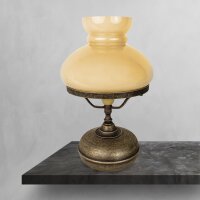 Tischleuchte Glas Messing H: 36,5 cm E27 in Bronze Antik...