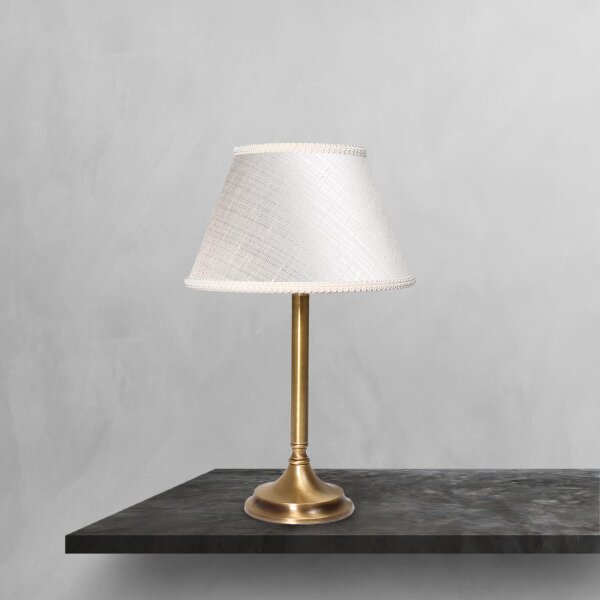 Tischlampe Stoff Messing 32,5 cm in Bronze Weiß E14