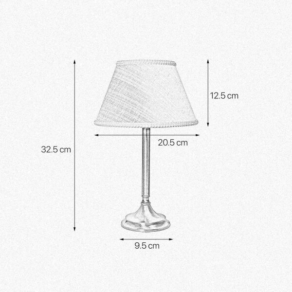 Tischlampe Stoff Messing 32,5 cm in Bronze Weiß E14