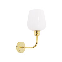 Wandleuchte Badezimmer H: 28,5 cm Messing Glas E27 TALIS