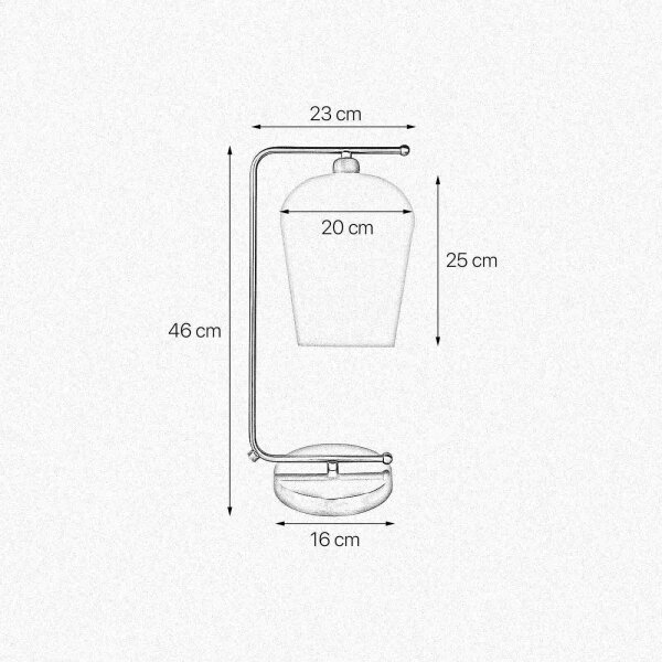 Tischleuchte Messing Glas 46 cm E27 in Bronze hell Weiß