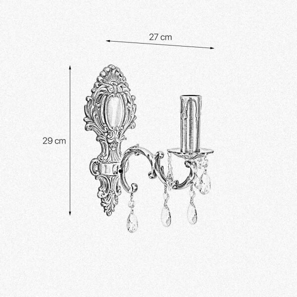 Wandleuchte Messing Kristall H: 29 cm E14 massiv in Bronze