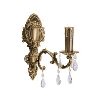 Wandleuchte Messing Kristall H: 29 cm E14 massiv in Bronze