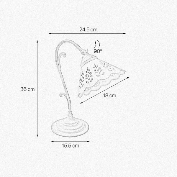 Tischleuchte Keramik Messing H: 36 cm schwenkbar E14 Rustikal