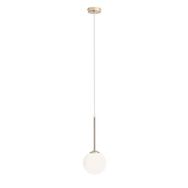Hängelampe Kugel Glas E14 Ø14 cm rund in Gold Weiß