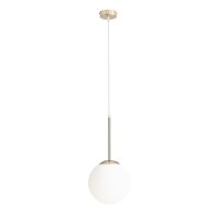 Pendelleuchte E27 Glas Metall in Gold Wei&szlig; &Oslash;20 cm Kugel