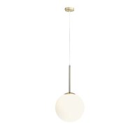 Pendelleuchte rund Glaskugel Metall E27 in Gold Weiß