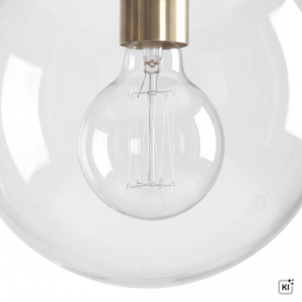 Pendelleuchte E27 in Gold Klar Kugel Glas 30 cm rund