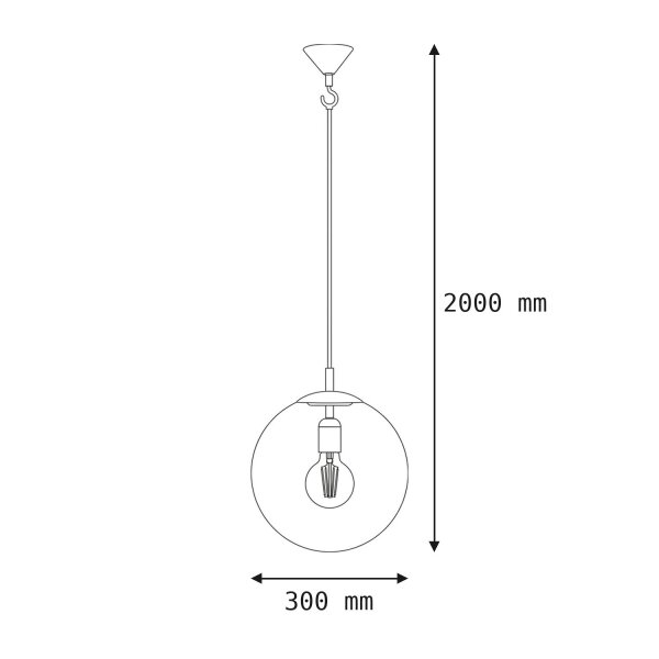 Pendelleuchte E27 in Gold Klar Kugel Glas 30 cm rund