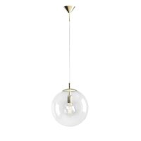 Pendelleuchte E27 in Gold Klar Kugel Glas 30 cm rund