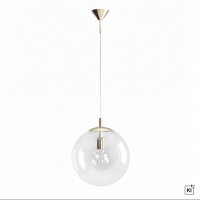 Pendelleuchte E27 in Gold Klar Kugel Glas 30 cm rund