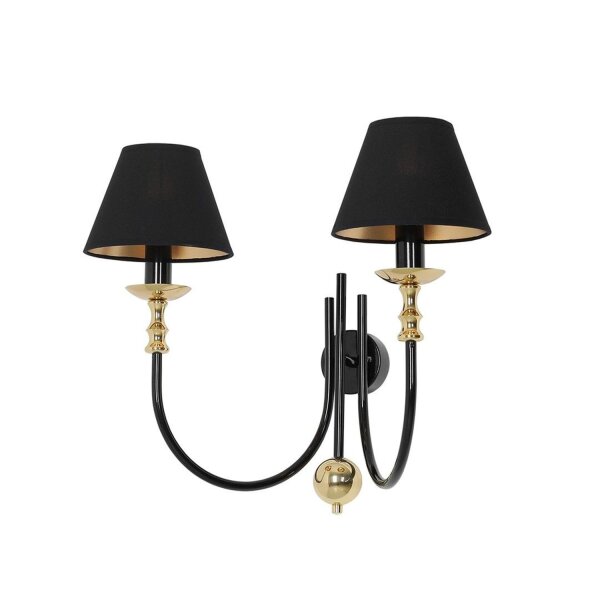 Loft Wandlampe blendarm Stoff Schirm E14 B:48 cm Schwarz