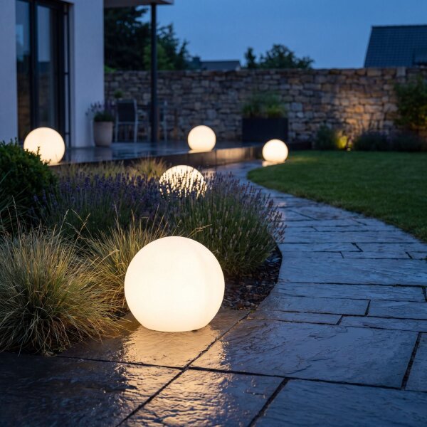 Kugelleuchte Kabel Stecker Ø 30 cm IP65 E27 LED 2700K Garten